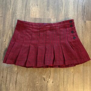 Miley Cyrus Max Azria Skirt Junior 13 Red Black Houndstooth‎ Pleated Mini Y2K